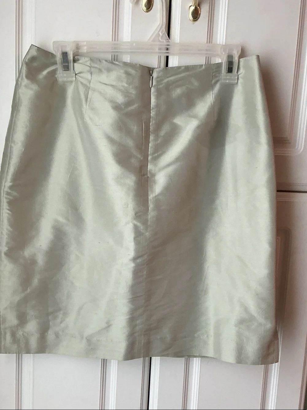 Satin Pencil Skirt in Pale Sage Green